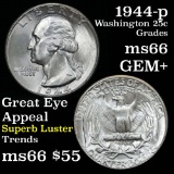 1944-p Washington Quarter 25c Grades GEM+ Unc