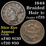 1844 Braided Hair Large Cent 1c Grades vf++