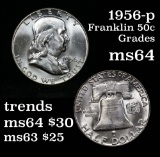 1956-p Franklin Half Dollar 50c Grades Choice Unc