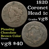 1820 Coronet Head Large Cent 1c Grades vg, very good