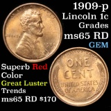 1909-p Lincoln Cent 1c Grades GEM Unc RD