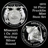 1976 Franklin Mint .925 Fine Sterling Silver Proof Round Missouri 1 oz. Grades