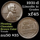 1931-d Lincoln Cent 1c Grades xf+