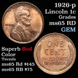 1926-p Lincoln Cent 1c Grades GEM Unc RD