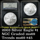 NGC 2003 Silver Eagle Dollar $1 Graded ms69 by NGC