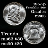 1957-p Franklin Half Dollar 50c Grades Select Unc