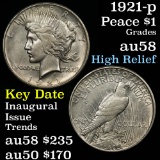 1921-p Peace Dollar $1 Grades Choice AU/BU Slider (fc)