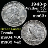 1943-p Walking Liberty Half Dollar 50c Grades Select+ Unc