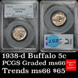 PCGS 1938-d Buffalo Nickel 5c Graded ms66 by PCGS