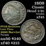 1809 Classic Head half cent 1/2c Grades xf+ (fc)