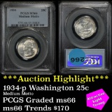 ***Auction Highlight*** PCGS 1934-p Washington Quarter 25c Graded ms66 by PCGS (fc)