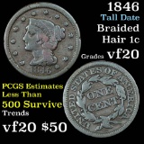 1846 Tall Date Braided Hair Large Cent 1c Grades vf, very fine