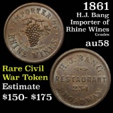 circa 1861 Rare Civil War Token H J Bang Rhine Wine NY Civil War Token 1c Grades Choice AU/BU Slider