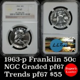 NGC 1963-p Franklin Half Dollar 50c Graded pr67 by NGC