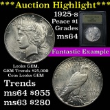 ***Auction Highlight*** 1925-s Peace Dollar $1 Graded Choice Unc by USCG (fc)