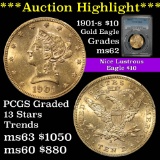 ***Auction Highlight*** PCGS 1901-s Gold Eagle Ten Dollars $10 Graded ms62