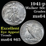 1941-p Walking Liberty Half Dollar 50c Grades Choice Unc