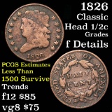 1826 Classic Head half cent 1/2c Grades f details