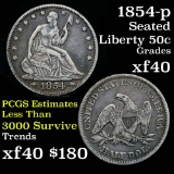 1854-p Seated Half Dollar 50c Grades xf