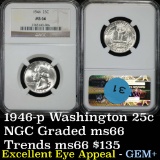 NGC 1946-p Washington Quarter 25c Graded ms66 by NGC