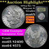 *** Auction Highlight *** 1878-p Rev '79 Morgan Dollar $1 Graded GEM Unc by USCG (fc)