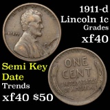 1911-d Lincoln Cent 1c Grades xf