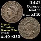 1827 Coronet Head Large Cent 1c Grades xf (fc)