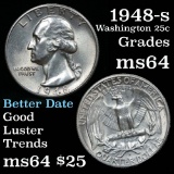 1948-s Washington Quarter 25c Grades Choice Unc