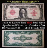 ***Auction Highlight*** 1923 Large Size Red Seal Note $1 Grades vf++ (fc)