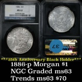 1886-p Morgan Dollar $1 Graded ms63 by NGC