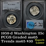 PCGS 1959-d Washington Quarter 25c Graded ms65 by PCGS