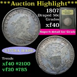 *** Auction Highlight *** 1807 Draped Bust Half Dollar 50c Graded xf by USC