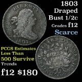 1803 Draped Bust Half Cent 1/2c Grades f, fine