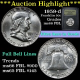 *** Auction Highlight *** 1959-d Franklin Half Dollar 50c Graded GEM+ FBL by USCG (fc)