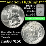 ***Auction Highlight*** NGC 1938-p Washington Quarter 25c Graded ms66 by NGC (fc)