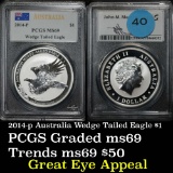 PCGS 2014-p Australia Wedge Tailed Eagle $1 Graded ms69 by PCGS