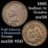 1881 Indian Cent 1c Grades Choice AU/BU Slider