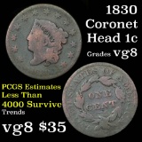 1830 Coronet Head Large Cent 1c Grades vg, very good