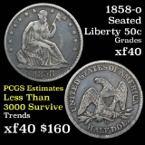 1858-o Seated Half Dollar 50c Grades xf
