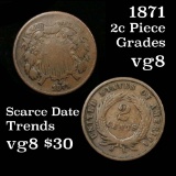 1871 2 Cent Piece 2c Grades vg, very good