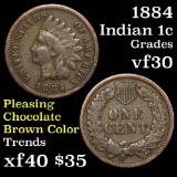 1884 Indian Cent 1c Grades vf++