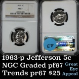 NGC 1963-p Jefferson Nickel 5c Graded pr67 by NGC