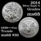 2014 Silver Eagle Dollar $1 Grades GEM+++ Unc