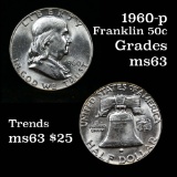 1960-p Franklin Half Dollar 50c Grades Select Unc
