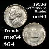 1938-s Jefferson Nickel 5c Grades Choice Unc