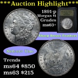 *** Auction Highlight *** 1891-p Morgan Dollar $1 Graded Select+ Unc by USCG (fc)