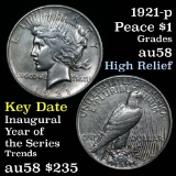 1921-p Peace Dollar $1 Grades Choice AU/BU Slider (fc)