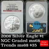 NGC 2006-p Silver Eagle Dollar $1 Graded ms68 by NGC