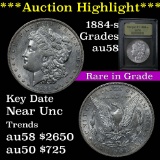 *** Auction Highlight *** 1884-s Morgan Dollar $1 Graded Choice AU/BU Slider by USCG (fc)