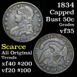 1834 Capped Bust Half Dollar 50c Grades vf++